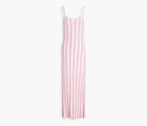 The Kimberly striped ribbed-knit maxi dress - Pink