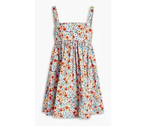 Cienfuegos gathered floral-print cotton-poplin mini dress - Blue