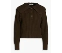 Mélange ribbed wool-blend sweater - Brown