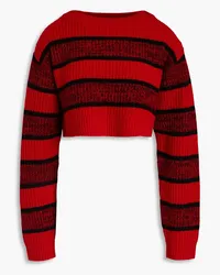 RE/DONE Cropped striped ribbed wool sweater - Red Red