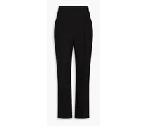 Pleated twill tapered pants - Black
