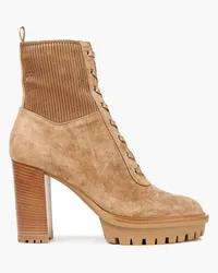 Gianvito Rossi Quilted leather-trimmed suede ankle boots - Brown Brown