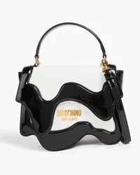 Moschino Two-tone smooth and patent-leather tote - Black Black