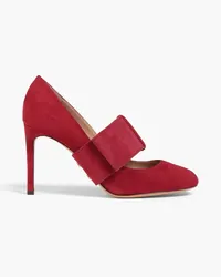 Valentino Garavani Bow-detailed suede pumps - Burgundy Burgundy