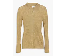 Ribbed lamé polo sweater - Metallic