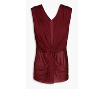 Twisted draped jersey top - Burgundy