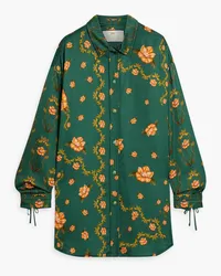 AGUA BENDITA Cecilia Esoterico floral-print satin shirt - Green Green