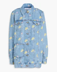 Ganni Floral-print denim jacket - Blue Blue