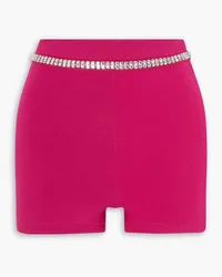 Paco Rabanne Crystal-embellished ribbed-jersey shorts - Pink Pink