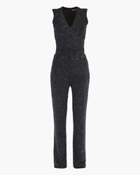 Balmain Wrap-effect glittered stretch-jersey jumpsuit - Black Black