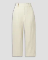 Vince Cropped cotton and linen-blend twill wide-leg pants - White White