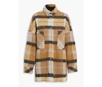 Aponi oversized checked wool-blend felt shirt jacket - Neutral