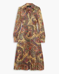 Etro Pleated paisley-print crepe midi shirt dress - Neutral Neutral