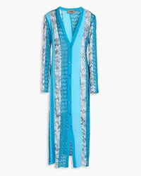 Missoni Metallic crepe de chine-paneled knitted cardigan - Blue Blue