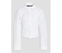Aqua cutout cotton-poplin shirt - White