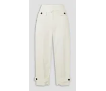 Cotton-gabardine tapered pants - White