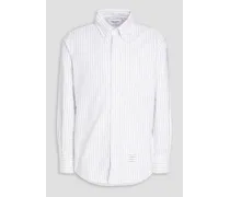 Slim-fit striped cotton-poplin shirt - White