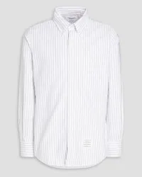 Thom Browne Slim-fit striped cotton-poplin shirt - White White