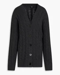 Theory Cable-knit wool and cashmere-blend cardigan - Gray Gray