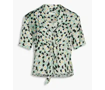 Rosa knotted printed twill shirt - Green