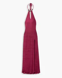 Savannah Morrow Oia bead-embellished ribbed jersey halterneck maxi dress - Purple Purple