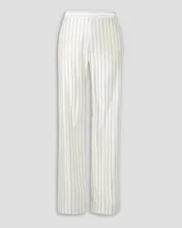 GAUCHERE Striped silk-twill wide-leg pants - White White