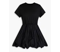 Ribbed jersey and taffeta mini dress - Black
