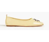 Eleanore embellished patent-leather ballet flats - Yellow