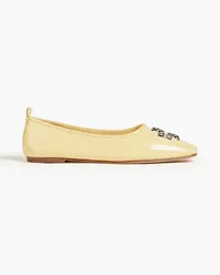 Tory Burch Eleanore embellished patent-leather ballet flats - Yellow Yellow