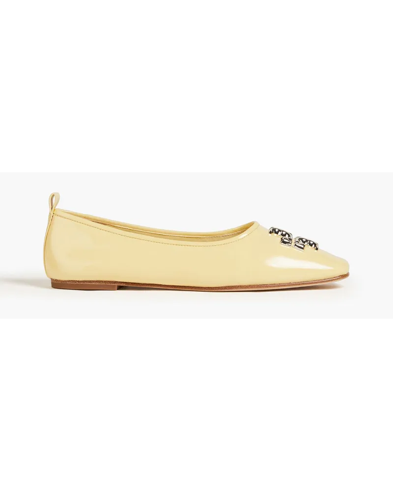 Tory Burch Eleanore embellished patent-leather ballet flats - Yellow Yellow