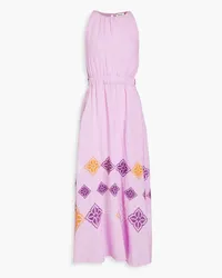 Sandro Embroidered linen-gauze midi dress - Purple Purple