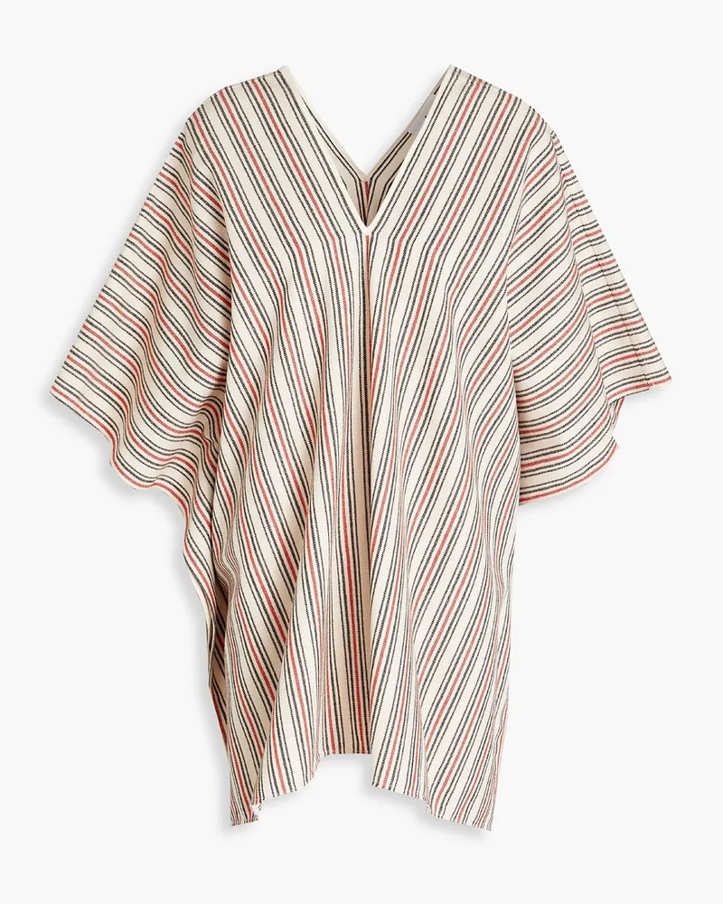 Oversized striped wool-blend canvas tunic - Neutral