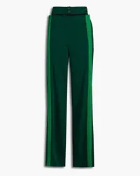 Valentino Garavani Cutout striped hammered-satin wide-leg pants - Green Green