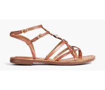 Gwen embellished leather sandals - Brown