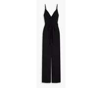 Dru wrap-effect stretch-crepe wide-leg jumpsuit - Black