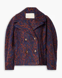 Ulla Johnson Dorothea double-breasted brushed wool-blend leopard-jacquard jacket - Purple Purple