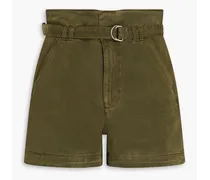 Belted denim shorts - Green