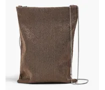 Bead-embellished leather shoulder bag - Metallic