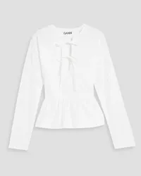 Ganni Gathered cotton-poplin blouse - White White