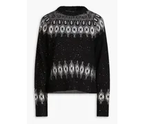Sequin-embellished Fair Isle jacquard-knit sweater - Black