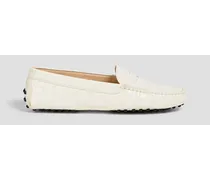 Croc-effect leather loafers - White