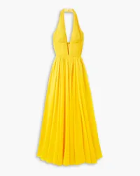 RASARIO Pleated chiffon halterneck gown - Yellow Yellow