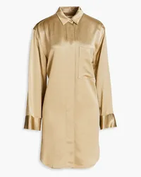 By Malene Birger Olisse crinkled satin-crepe mini shirt dress - Neutral Neutral