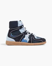 Ganni Canvas and suede high-top sneakers - Blue Blue