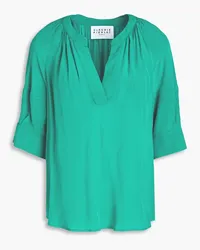 Claudie Pierlot Gathered crepe de chine top - Green Green