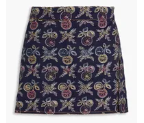 Wrap-effect cotton-blend jacquard mini skirt - Blue