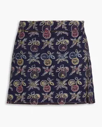 Etro Wrap-effect cotton-blend jacquard mini skirt - Blue Blue