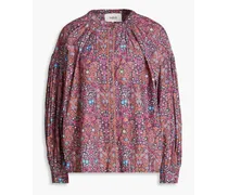 Ulysse gathered floral-print cotton-poplin blouse - Pink