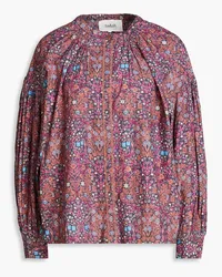 ba&sh Ulysse gathered floral-print cotton-poplin blouse - Pink Pink