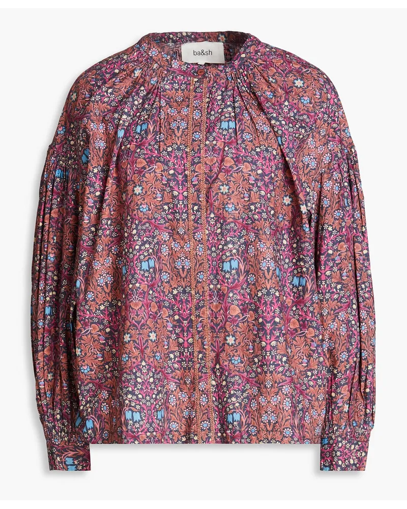 ba&sh Ulysse gathered floral-print cotton-poplin blouse - Pink Pink